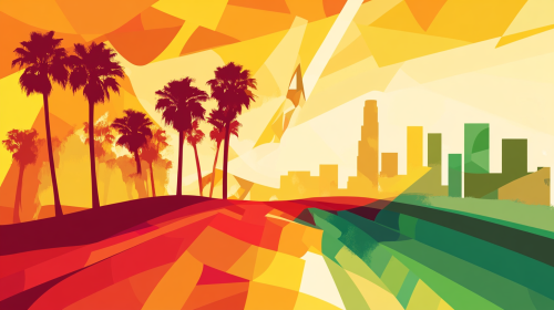 Abstract Olympic Torch on Los Angeles Flag Background
