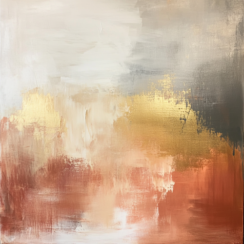 Abstract oil painting for living room, warm colors.