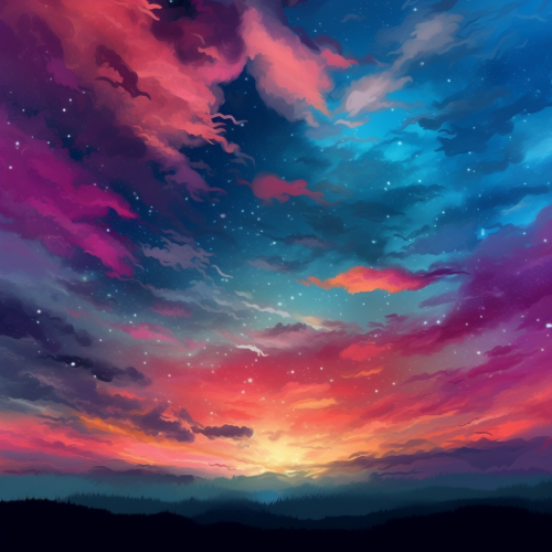 Abstract sky painting with realistic feel using lines
