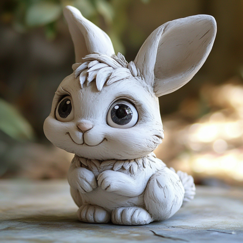 Adorable clay baby bunny with playful eyes
