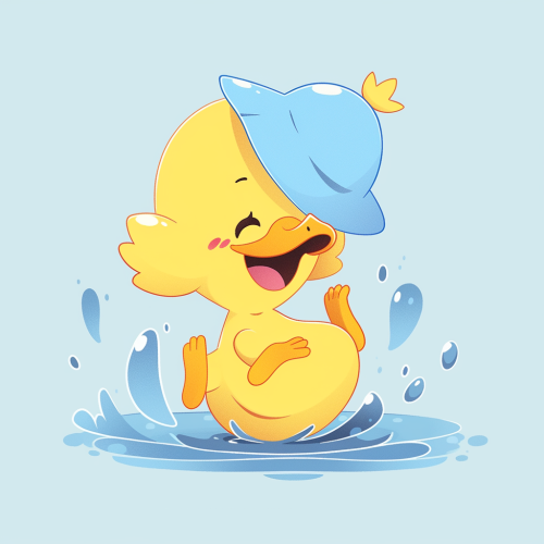 Adorable duck playing in water with expressive poses