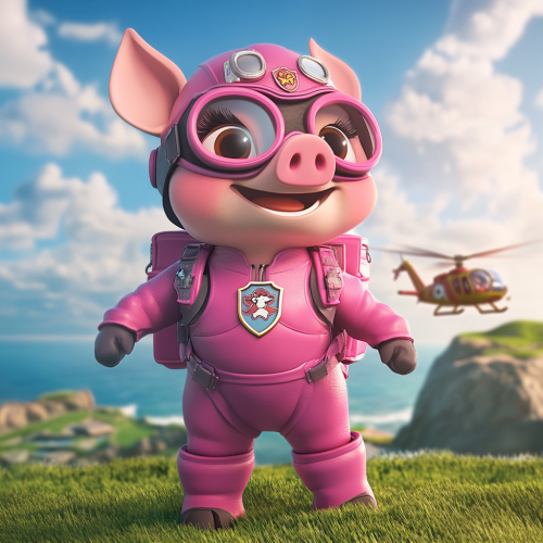 Adventurous Pig Pilot Ready for Rescue Mission