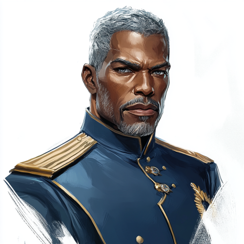 African American Colonel with short silver hair and grey eyes. African American Colonel with short silver hair and grey eyes.