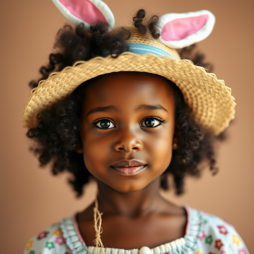 African American Girl with Bright Eyes on Easter