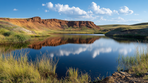 African landscape with small lake, high details - 16:9