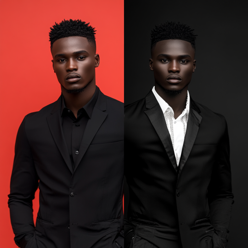 African male model in day and night fashion
