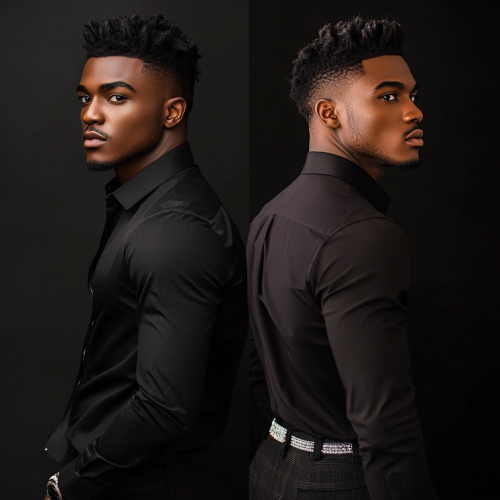 African male model in office and party looks