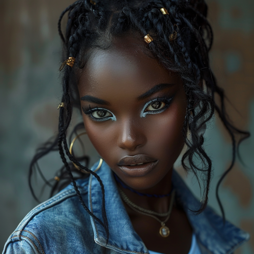 African woman in denim jacket