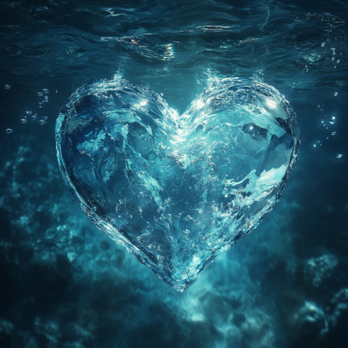 Album cover: heart of water with serene setting. Album cover: heart of water with serene setting.