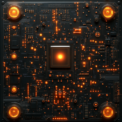 Alien technology shown with ancient symbols on black background