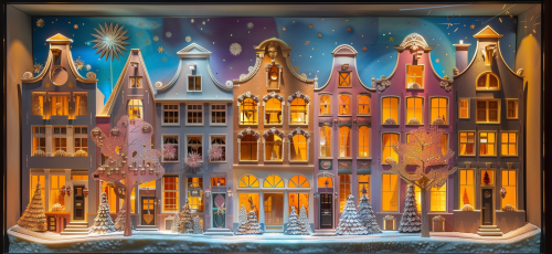 Amsterdam Night in Colorful Paper Sculpture Display