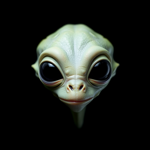An Alien with Big Eyes in Profile View
