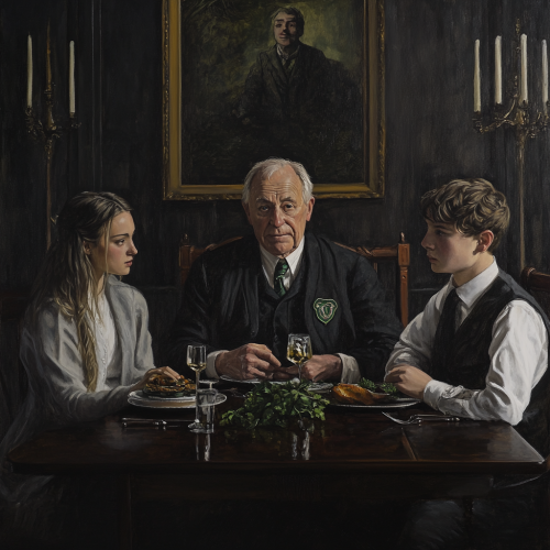 An Aristocratic Family Dinner Portrait in Mansion