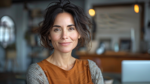 Peruvian Woman in Minimalistic Office
