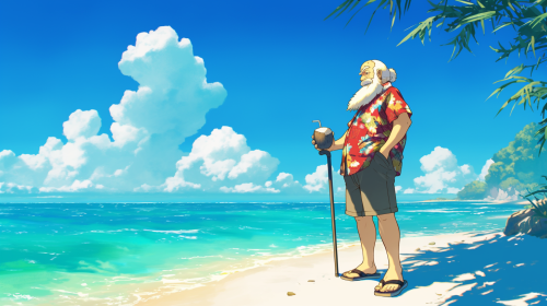An Elderly Man on a Tropical Beach An Elderly Man on a Tropical Beach
