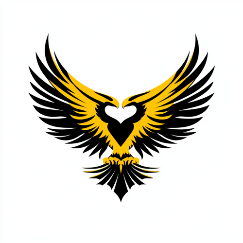 An Elegant Black and Yellow Eagle Emblem