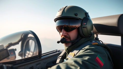 An Iranian pilot flying in the sky.