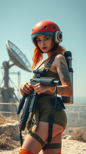An attractive girl in retro sci-fi gear.