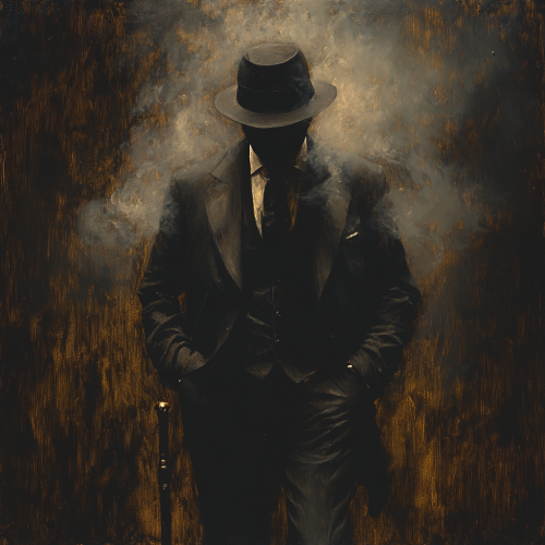 An elegant man in smoking attire with cane