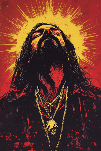 An old, dirty graphic of Black Sabbath