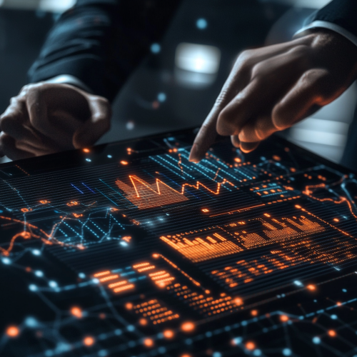 Analyzing Data Charts in Futuristic Holographic Screen