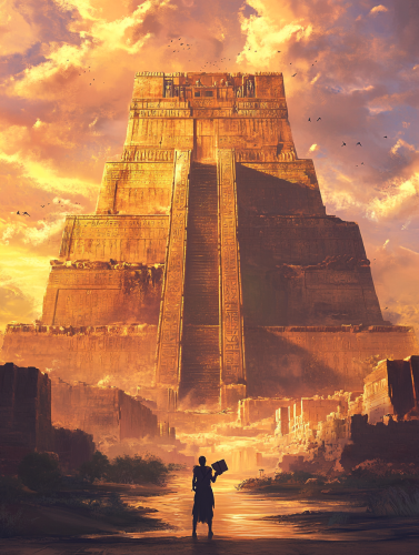 Ancient Mesopotamia: Explorer with Map in Ruins