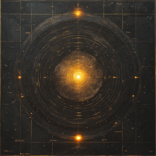 Ancient symbols in space form extraterrestrial civilization poster