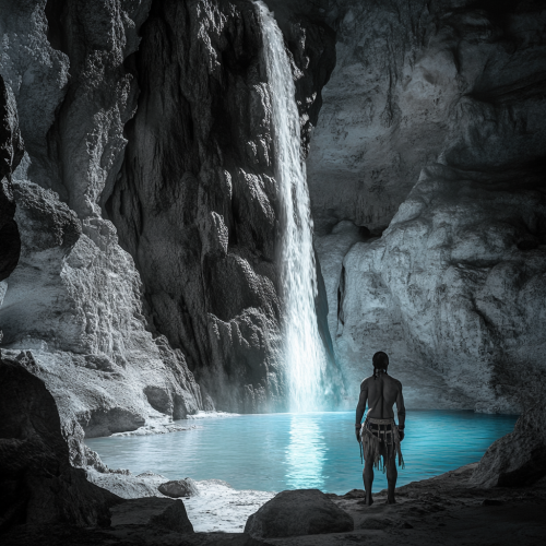 Ancient warrior finds hidden waterfall with white rocks