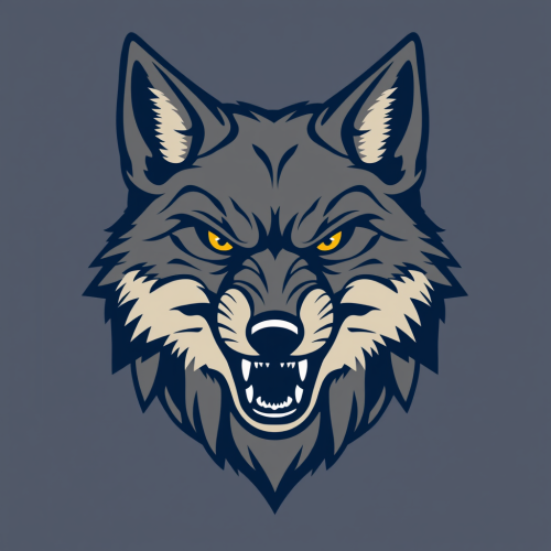 Angry Coyote Vector Illustration in Blue and Grey