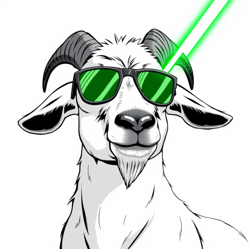 Anime Goat with Sunglasses Holding Green Lightsaber