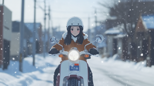 Anime High School Girl Riding Super Cub 110 HD
