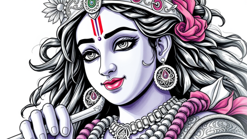 Anime Style Lord Krishna Pencil Sketch