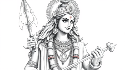 Anime-style 4K Lord Krishna Pencil Sketches