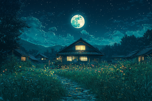 Anime with vibrant colors in beautiful starry night scene.