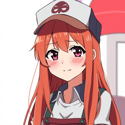 Anxious Red-Haired Anime Pizza Delivery Girl
