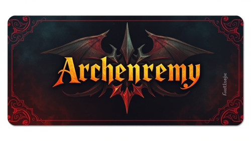 Archenemy in gold font on MTG playmat.