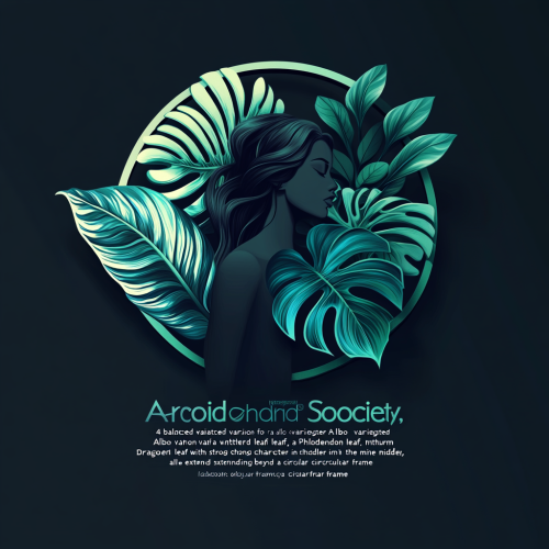 Aroid Society logo variations with Monstera, Philodendron, Anthurium leaves.