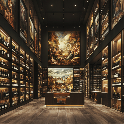 Art gallery and wine bar concept, Gallery of Wine.