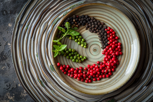 Artistic Kampot Pepper Display on Minimalist Plate
