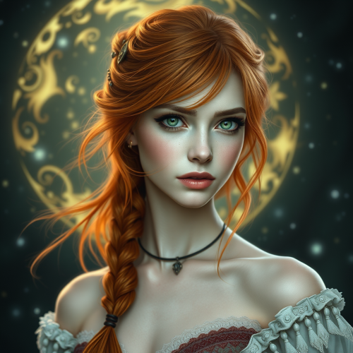 Astromancer Girl with Copper Hair in Fantasy World
