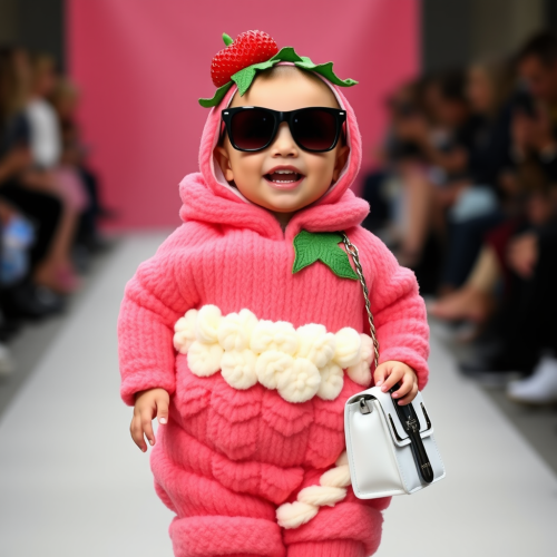 Baby Dressed as Strawberry Cake at Paris Fashion Week