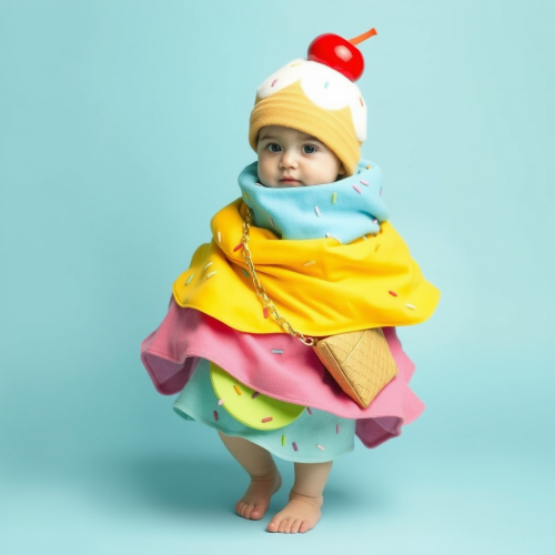 Baby Dressed in Ice Cream Cone Outfit