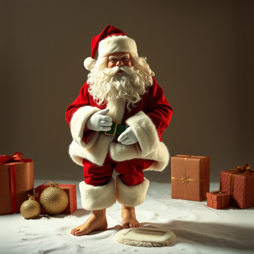Barefoot Santa in a Realistic Portrait
