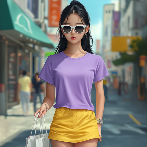 Beautiful Korean Teenage Girl in City Street