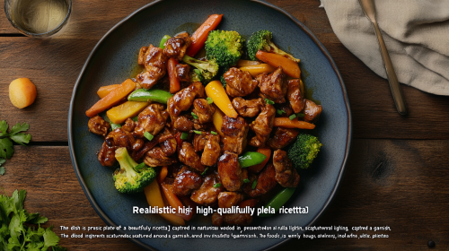 Beautiful Stir-Fry Dish on Rustic Wooden Table