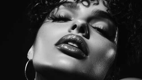 Beautiful black and white portrait of Brazilian girl