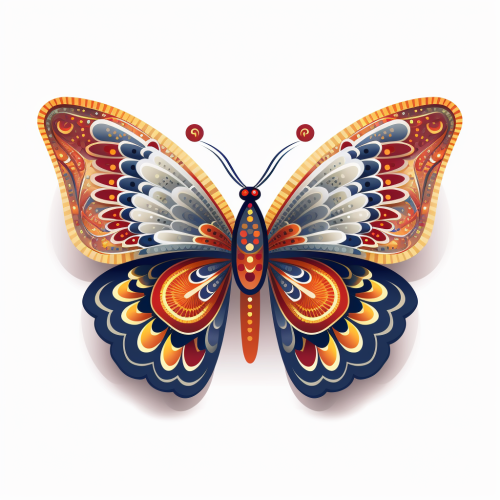 Beautiful symmetrical butterfly with flower wing