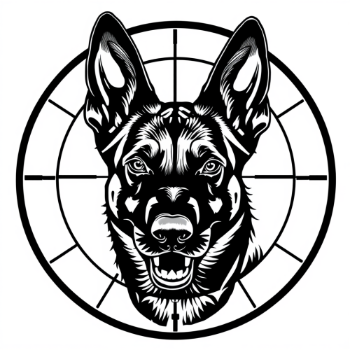 Belgian Malinois in Scope Crosshairs Logo