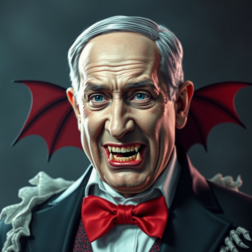 Benjamin Netanyahu dressed as Dracula for Halloween.