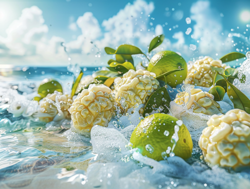Bergamot Fruits and Neroli Flowers by the Ocean